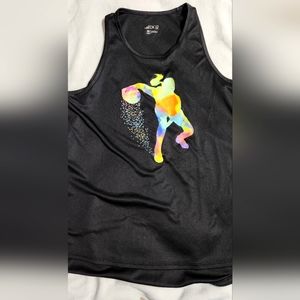 Bcg girls 16 (xl) sleeveless jersey knit shirt with basketball player black tank